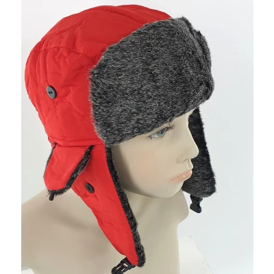 Afbeelding van Kindermuts trapper pilotenmuts wintermuts met oorflappen kleur rood 3 tot 6 jaar