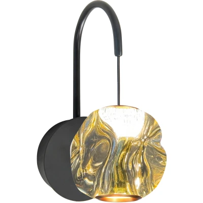 Afbeelding van Highlight WandlampMelina zwart met amber glas W3486.01