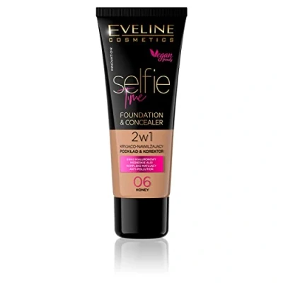 Afbeelding van Eveline Cosmetics Selfie Time Foundation &amp; Concealer 06 Honey 30ml.