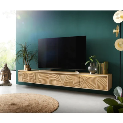 Afbeelding van Tv meubel Budaya mango natuur 220 cm 4 deurs zwevend Lowboard