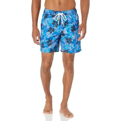 Afbeelding van Amazon Essentials Men&#039;s Sneldrogende zwembroek met binnenbeenlengte van 18 cm, Blauw Bloemig, S