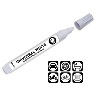 Afbeelding van SD COLORS Witte universele kleurmarker lakstift, waterdicht, voor het repareren van steenslag, krassen, auto, metaal, hout, kunststof, ramen, deuren, poorten