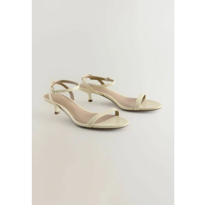 Afbeelding van Next Regular FIT Forever Comfort LOW Kitten HEEL Simple Sandalen, Dames, Maat: 38.5, Snake beige Leer