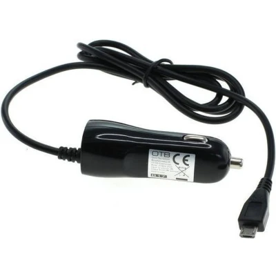 Afbeelding van USB Micro B autolader met vaste kabel 2A / zwart 1 meter