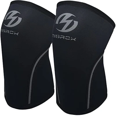 Afbeelding van Nisrok Kniesteunen (1 Paar), 7 mm neopreen compressie kniesteun, geweldige ondersteuning voor crosstraining, gewichtheffen, powerlifting, squats, basketbal en meer M, Zwart