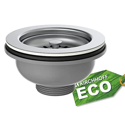 Afbeelding van Kirchhoff ECO SAVE kunststof korfventiel, grijs, 1 1/2&quot; ET, roestvrijstalen ventielbeker en zeef Ø114 mm 98835249
