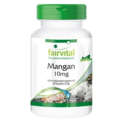 Afbeelding van Fairvital mangaan capsules 10mg HOOG GEDOSEERD van mangaangluconaat VEGAN essentieel sporenelement 90 gluconaat