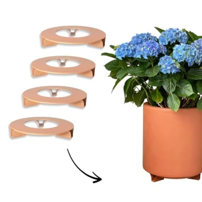 Afbeelding van terraced® Set van 4 onderzetters voor bloempotten, kleur: terracotta, rond, diameter 27 cm, gerecycled materiaal, Made in Germany