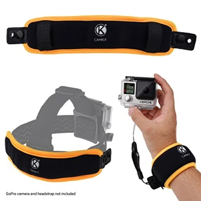 Afbeelding van CAMKIX 2 in 1 vlottergreep en vlotter hoofdriem compatibel met GoPro Hero 8, 7, 6, 5, 4, Session, Black, Silver, Hero+ LCD, 3+, 3, DJI Osmo Action voorkomt dat de camera zinkt