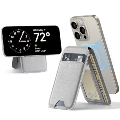 Afbeelding van ESR Magnetische portemonnee, compatibel met MagSafe voor iPhone 15/14/13/12 serie, niet 13/12 mini, 3 kaarthouders, veganistisch leer, grijs