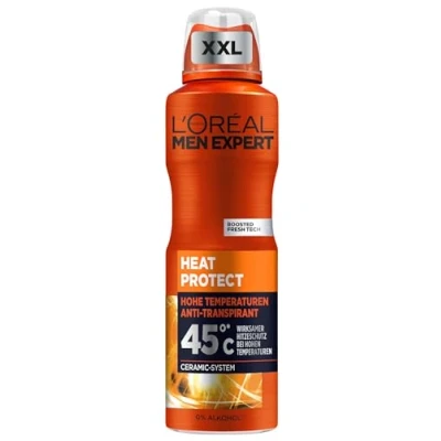 Afbeelding van L&#039;Oréal Men Expert XXL Deospray voor mannen, bodyspray tegen zweetgeur, zweten en vocht, heren deodorant hoge temperaturen tot 45 C zonder alcohol, Heat Protect, 1 x 250 ml