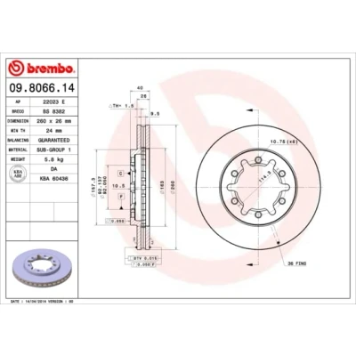 Afbeelding van Brembo Remschijf 09.8066.14
