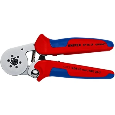 Afbeelding van Knipex Zelfinstellende krimptang voor adereindhulzen met zij invoering verchroomd, meer componentengrepen 180 mm (zelfbedieningskaart/blister) 97 55 14 SB
