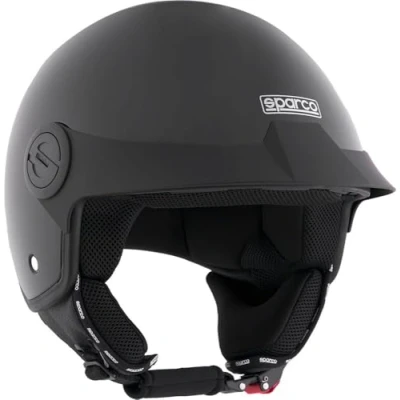Afbeelding van Sparco Riders SP602 Demi Jet Motorcycle Helmet, Scooter Helm ECE 22.06 Gehomologeerd, Vintage Helmet met Zonneklep en Micrometric Release, ZWART METAAL, L