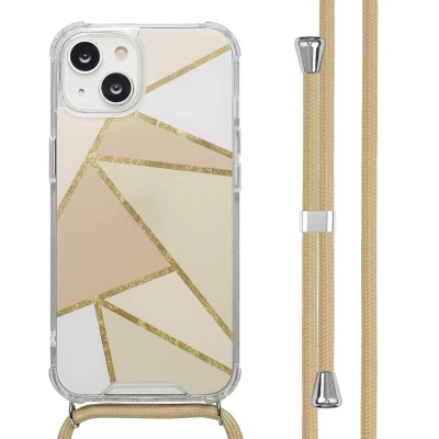 Afbeelding van imoshion Hoesje Geschikt voor iPhone 14 Design met Koord Beige Graphic