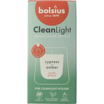 Afbeelding van Bolsius Clean Light Fragranced Refills Cypress &amp; Amber 2ST