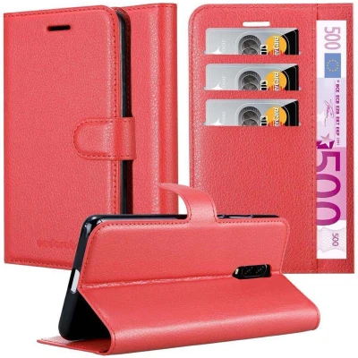 Afbeelding van Cadorabo Hoesje geschikt voor OnePlus 7 in KARMIJN ROOD Beschermhoes met magnetische sluiting, standfunctie en kaartvakje Book Case Cover Etui