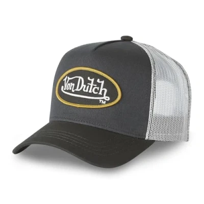 Afbeelding van Von Dutch Verstelbare pet voor dames en heren, originele comfortabele truckerpet, zwart, Grijs, geel, maat TU, One size