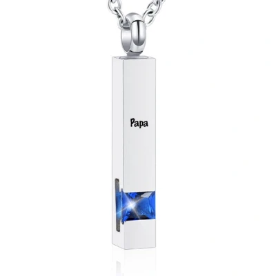 Afbeelding van Luxe Ashanger Met Ketting En Gravering Papa Assieraad Zilverkleurig Blauwe Steen As Gedenksieraad Urn Incl. vuller