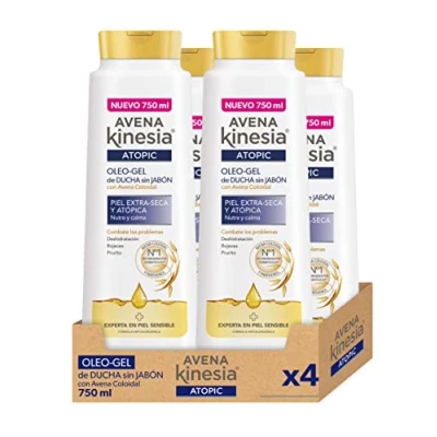 Afbeelding van Avena Kinesia Douchegel zonder zeep voor extra droge en topische huid, formule met 100% natuurlijke haverolie, 4 x 750 ml