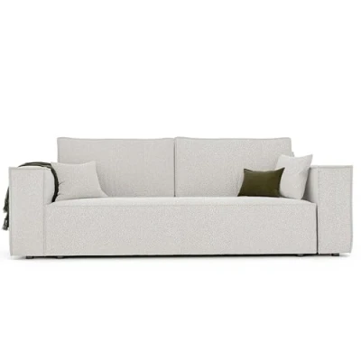 Afbeelding van GREKPOL Slaapbank met bedlade 255 x 105 cm Bank Bouclé Beige slaapfunctie Sofa 3 zits Woonkamer