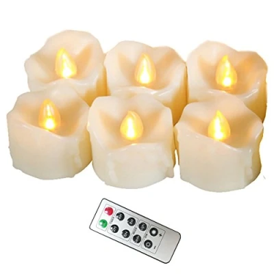 Afbeelding van Vlamloze kaarsen, realistische en flikkerende LED theelichtjes, elektrische kaarsen 300 uur non stop werk met 2/4/6/8 timer afstandsbediening. 6 stuks (warm wit)