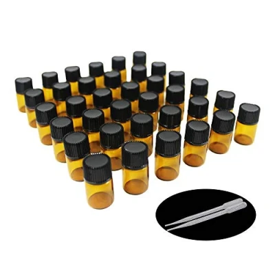 Afbeelding van Yizhao Essentiële Olie 2ML Monster Glazen Fles, Amber Small Glass Bottle Leeg voor Aromatherapie, Parfum, Massage, Beauty Oil Mix,Lab fles met [Openingsverkleiners] 36Pcs