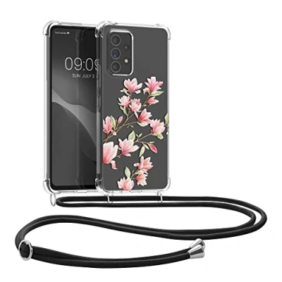 Afbeelding van kwmobile telefoonhoesje geschikt voor Samsung Galaxy A53 5G Hoesje met telefoonkoord Back cover smartphone Case in poederroze / wit transparant