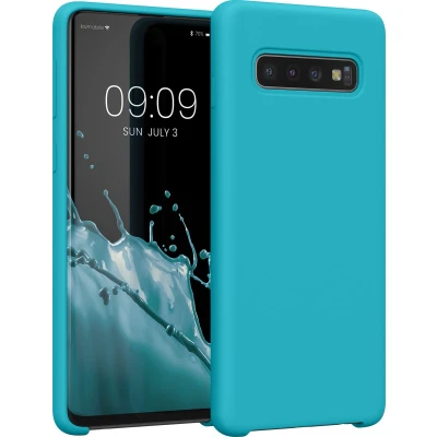 Afbeelding van kwmobile telefoonhoesje geschikt voor Samsung Galaxy S10 Hoesje met siliconen coating Smartphone case in ijsblauw