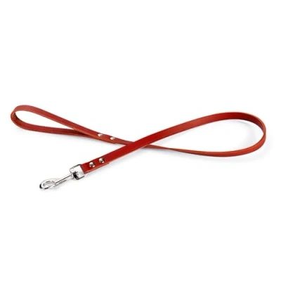 Afbeelding van KARLIE Rondo Hondenriem / Hondenlijn Echt Leder Geklonken Rood Breedte: 16 mm Lengte: 100 cm