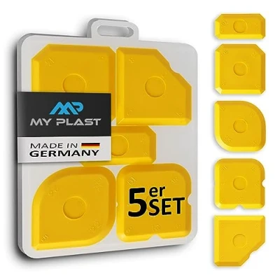 Afbeelding van My Plast Voegengladmaker, professionele voegenspatel voor siliconen, siliconen voegen en acrylvoegen, trekker perfecte voegen, set 5 delig, 1 x stuks, geel