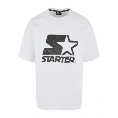 Afbeelding van Starter T shirt voor heren, met logo, oversized zuurstof, casual mannen, zuurwassing, oversized, wit, M