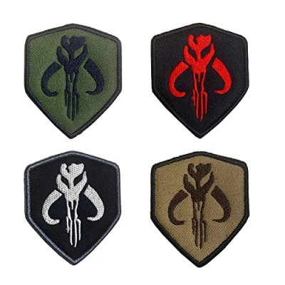 Afbeelding van Zcketo 4 stuks militaire tactische patches voor film The Bounty Hunters Skull Shield sluitingen borduurwerk grappig moral embleem labels rugzak tas cap vest verzamelen patch