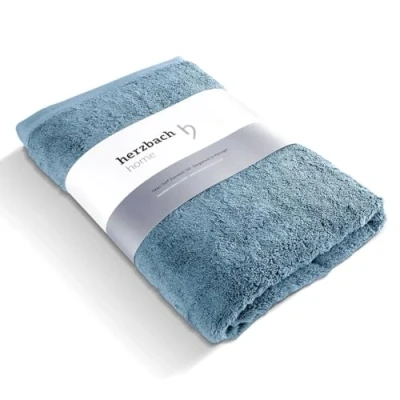Afbeelding van herzbach home luxe sauna handdoek premium kwaliteit gemaakt van 100% katoen 80 x 200 cm (grijsblauw)