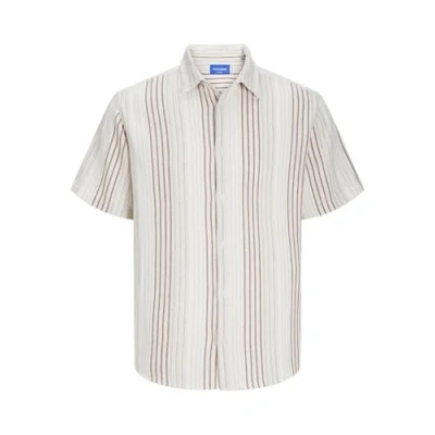 Afbeelding van Jorjoshua Loose Weave Shirt Ss, Brandy Brown/Stripes:/Stripes, L