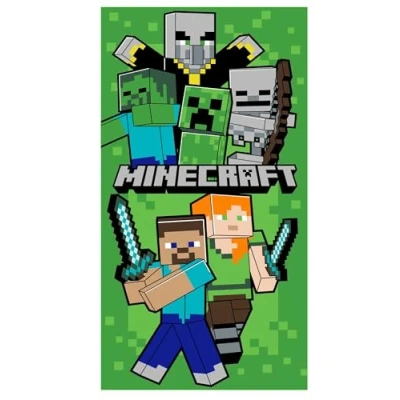 Afbeelding van Jerry Fabrics Kinderhanddoek, badhanddoek, strandhanddoek, douchehanddoek voor meisjes en jongens, 100% katoen, 70 x 140 cm (Minecraft)