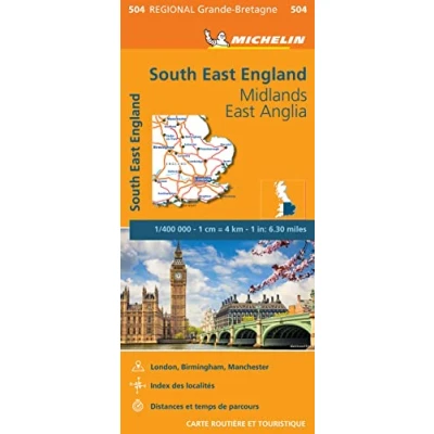Afbeelding van Michelin Wegenkaart 504 Engeland Zuidoost Midlands, East Anglia (Paperback)