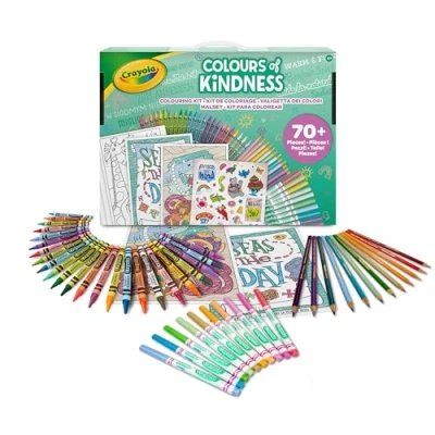 Afbeelding van Crayola Colours of Kindess, Kleurenkoffertje, 70 Stuks +, Viltstiften, Waskrijtjes, Potloden, Kleurvellen, Stickers, Creatief Cadeau voor Jongens en Meisjes, vanaf 4 jaar, 04 2941