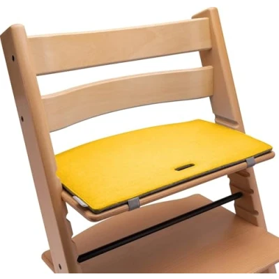 Afbeelding van zitkussen, hoge stoel, compatibel met Stokke Tripp Trapp geel / grijs, kussen, vilt, accessoires voor kinderstoel, hout, trappenhoge stoel Mahona
