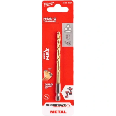 Afbeelding van Milwaukee Metaalboor Hss g Tin Red Hex Shockwave 5.5 Mm