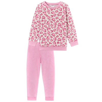 Afbeelding van Schiesser Meisjespyjama, warme kwaliteit badstof fleece interlock maat 92 tot 140, Rosé_181819,