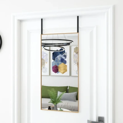 Afbeelding van Deurspiegel 40x80 cm glas en aluminium goudkleurig