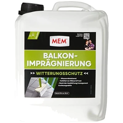 Afbeelding van MEM Balkon impregnering, voor absorberende ondergronden, waterafstotend effect, waterdicht en ademend, oplosmiddelvrij, 5 l