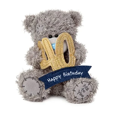 Afbeelding van Me to You Tatty Teddy 40e verjaardag beer met een 40 banner Officiële collectie, blauw, goud, grijs, marine