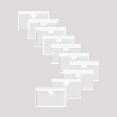 Afbeelding van BAIWOAK 10Pcs Clear Adhesive Pockets Mouwen,Plastic Zelfklevende Label Houders Zakken Houder Voor Index Kaarten Planners Kasten Planken (100x55mm)