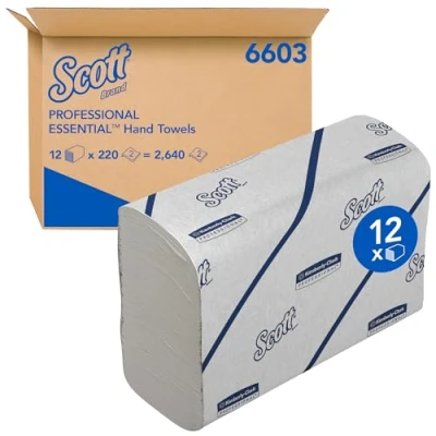 Afbeelding van Scott Sports MAINLINE Vouwhanddoeken Wit 6603 12 stuks van 220 vellen per stuk, Huishoudelijk papier,