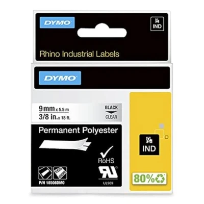 Afbeelding van Dymo 18508 (S0718160) Tape Zwart op transparant (9 mm)