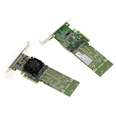 Afbeelding van KALEA INFORMATIQUE M2 PCIe 3.0 x8 controllerkaart voor 4x M.2 NVMe M Key SSD. PLX PEX 8747 chipset