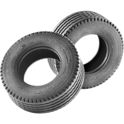 Afbeelding van Carson 500907012 1:14 Fulda Multitonn 2 brede banden (2) Modelbouwaccessoires, truck modelbouw, RC voertuig, banden, zwart
