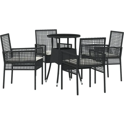 Afbeelding van vidaXL 5 delige Tuin Eetset Zwart Poly Rattan